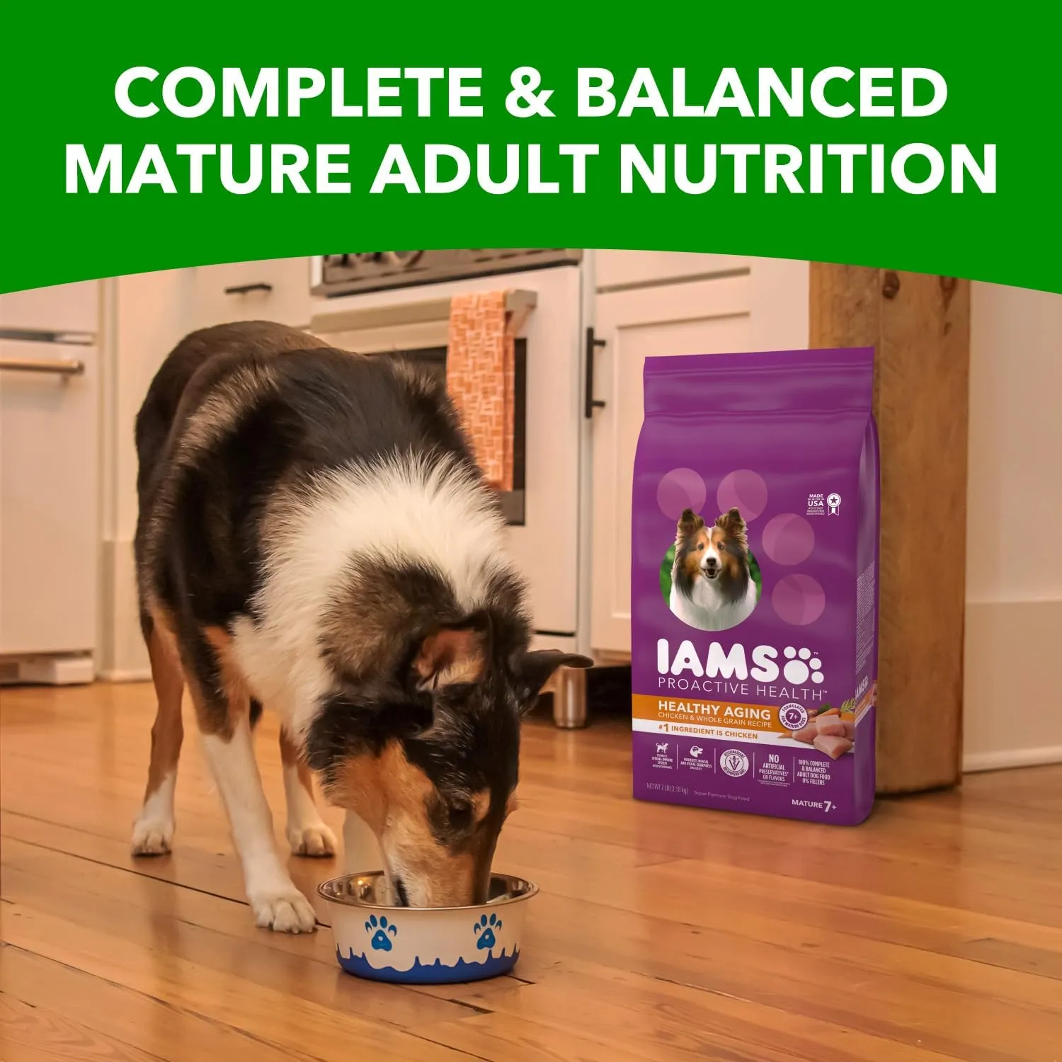 IAMS Proactive Health Healthy Aging Adult Dry Dog Food for Mature and Senior Dogs with Real Chicken, 7 lb. Bag