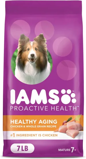 IAMS Proactive Health Healthy Aging Adult Dry Dog Food for Mature and Senior Dogs with Real Chicken, 7 lb. Bag