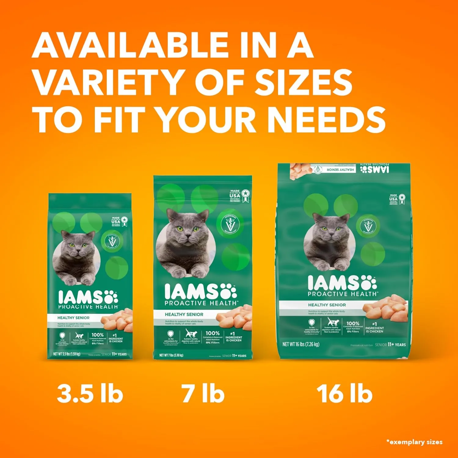 IAMS PROACTIVE HEALTH Healthy Senior Dry Cat Food with Chicken Cat Kibble, 3.5 lb. Bag