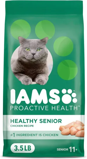 IAMS PROACTIVE HEALTH Healthy Senior Dry Cat Food with Chicken Cat Kibble, 3.5 lb. Bag