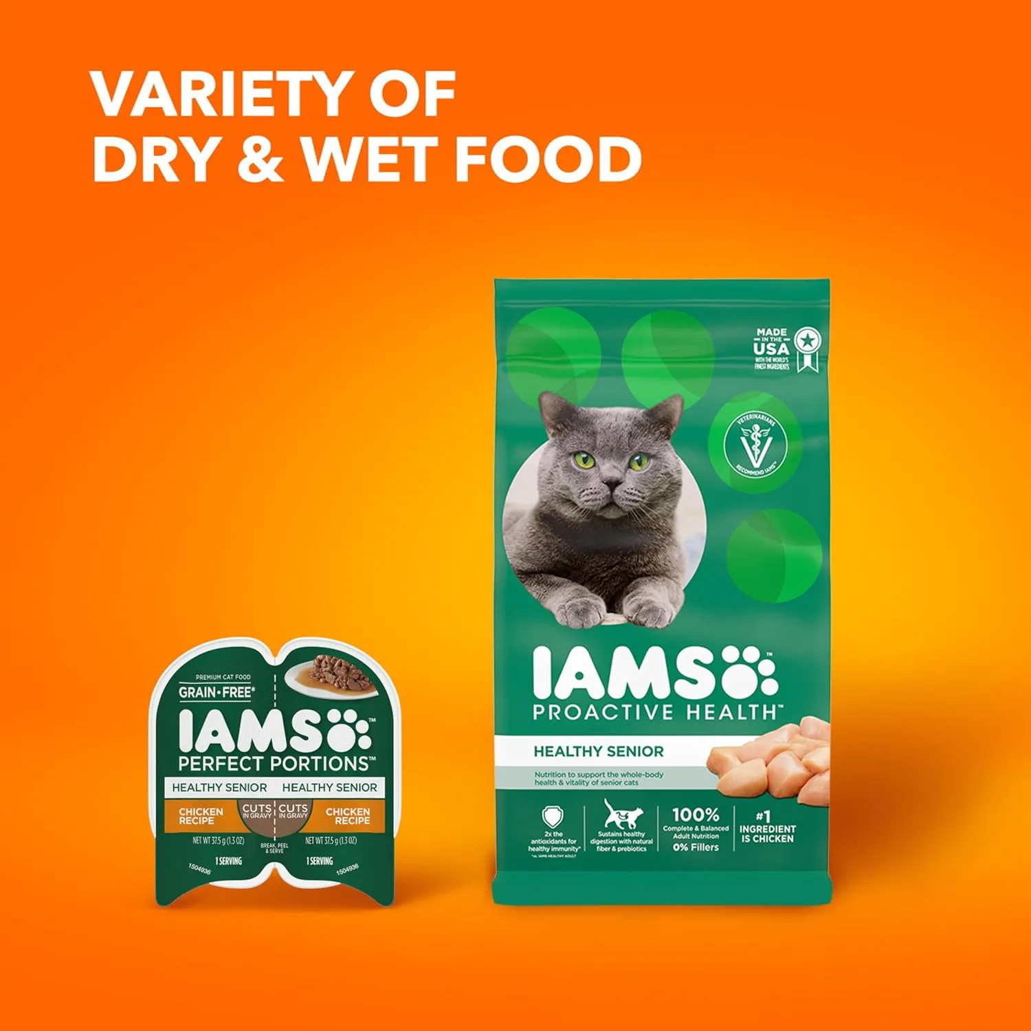 IAMS PROACTIVE HEALTH Healthy Senior Dry Cat Food with Chicken Cat Kibble, 3.5 lb. Bag