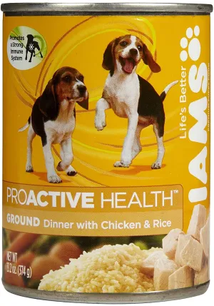 Iams ProActive Puppy Ground Dinner with Chicken and Rice Canned Dog Food - 13 oz - Case of 12