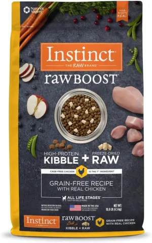 Instinct Raw Boost, Natural Dry Dog Food with Freeze Dried Pieces, High Protein, Grain Free Recipe - Real Chicken, 10 lb. Bag