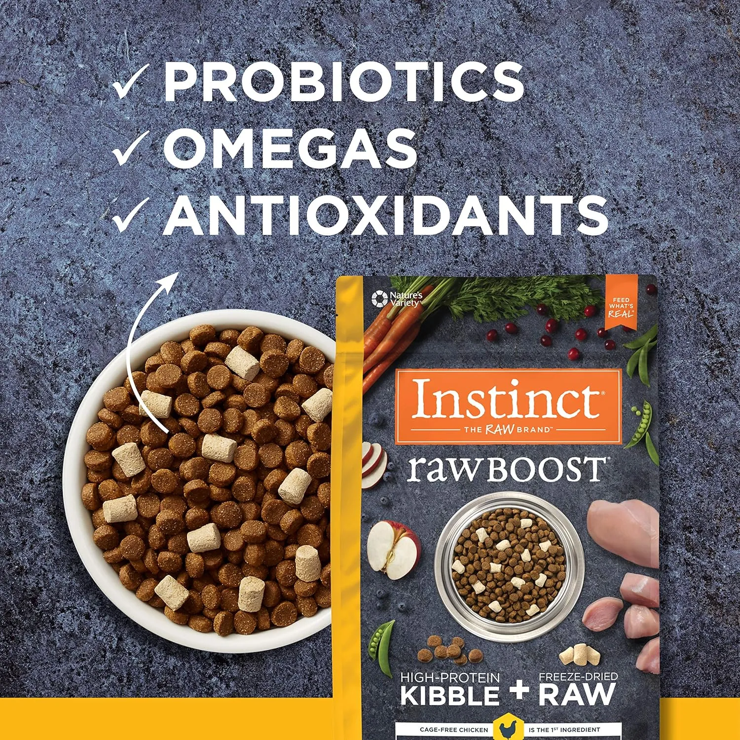 Instinct Raw Boost, Natural Dry Dog Food with Freeze Dried Pieces, High Protein, Grain Free Recipe - Real Chicken, 10 lb. Bag