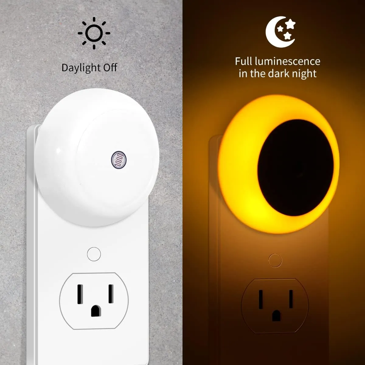 KINUR 6 Pack Amber Night Light, LED Night Lights Plug into Wall with Dusk to Dawn sensors, Plug in Night Lights for Kids Room, Bedroom, Bathroom, Baby Nursery,Stair Lights, Hallway Light