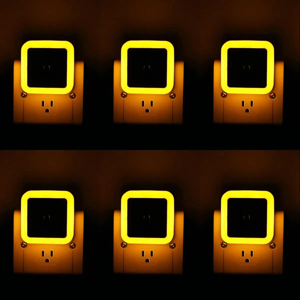 KINUR 6 Pack Night Light, LED Night Lights Plug into Wall with Dusk to Dawn sensors, Plug in Night Lights for Kids Room, Bedroom, Bathroom, Baby Nursery,Stair Lights, Hallway Light, Amber Color