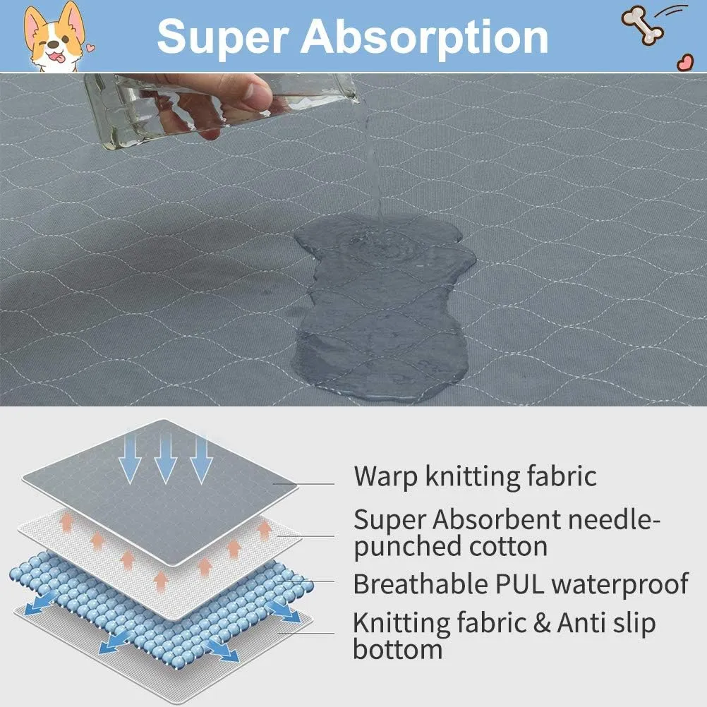 KOOLTAIL Washable Pee Pads for Dogs - Waterproof Dog Mat Non-Slip Puppy Potty Training Pads, Reusable Whelping Pads for Dog Crate PlayPen