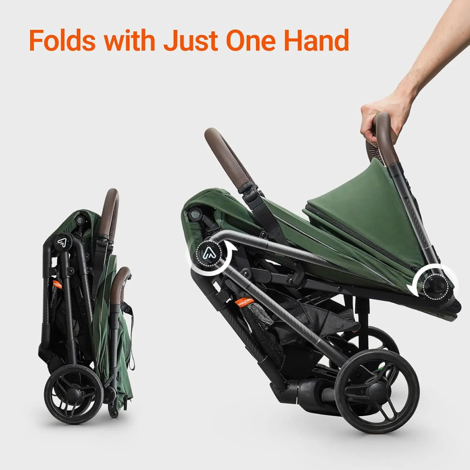 Lightweight Baby Travel Stroller with Carbor Fiber Frame, Compact & Airplane-Friendly, One-Handed Folding Design, 11.6 lbs, Perfect for Toddlers, Green