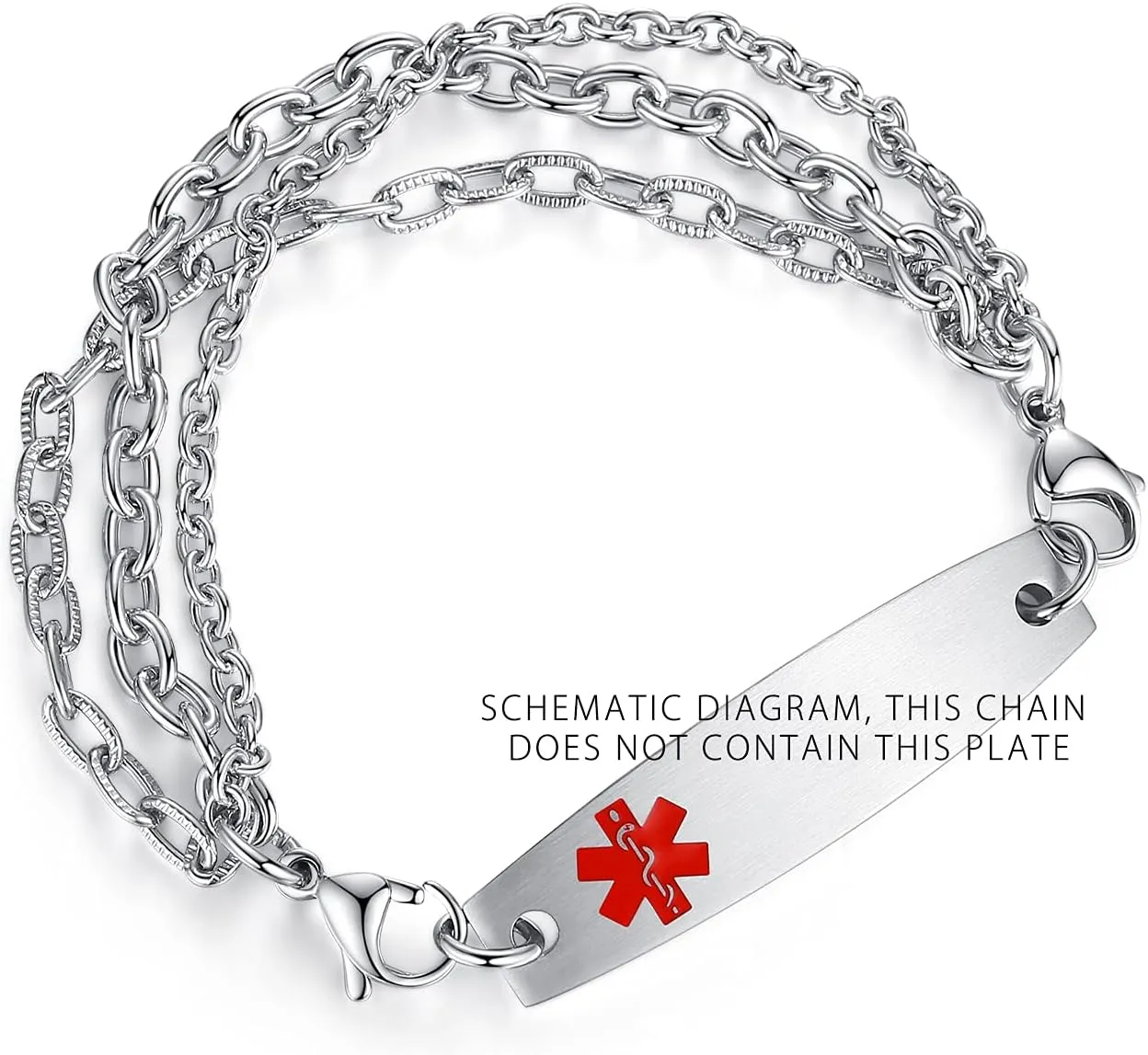 LinnaLove Stainless Steel Interchangeable Chain for Medical Alert id Bracelets for Women and Men