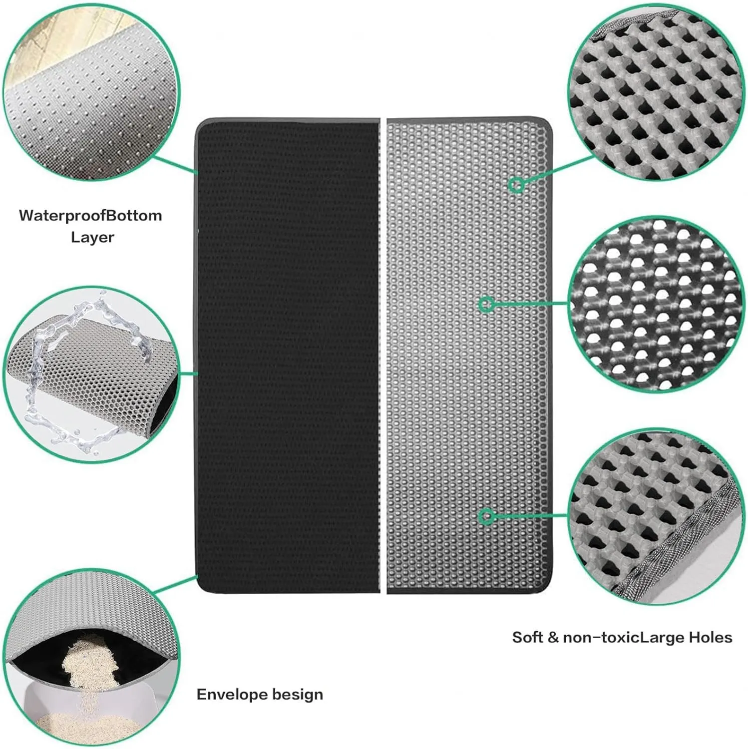 Litter Box Mat, 24X35In/26X46In Honeycomb Double Layer Litter Box Mat Cat Litter Trap Mats, Less Waste,Soft On Paws,Non-Slip,26X46In-Beige