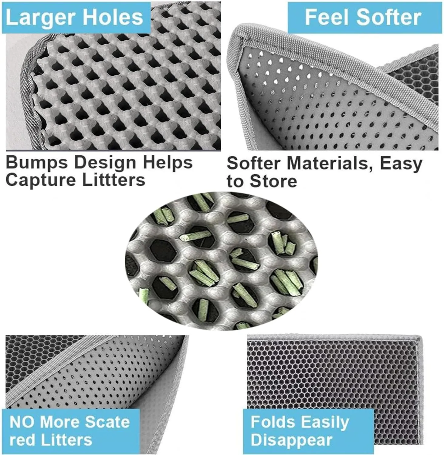 Litter Box Mat, 24X35In/26X46In Honeycomb Double Layer Litter Box Mat Cat Litter Trap Mats, Less Waste,Soft On Paws,Non-Slip,26X46In-Beige