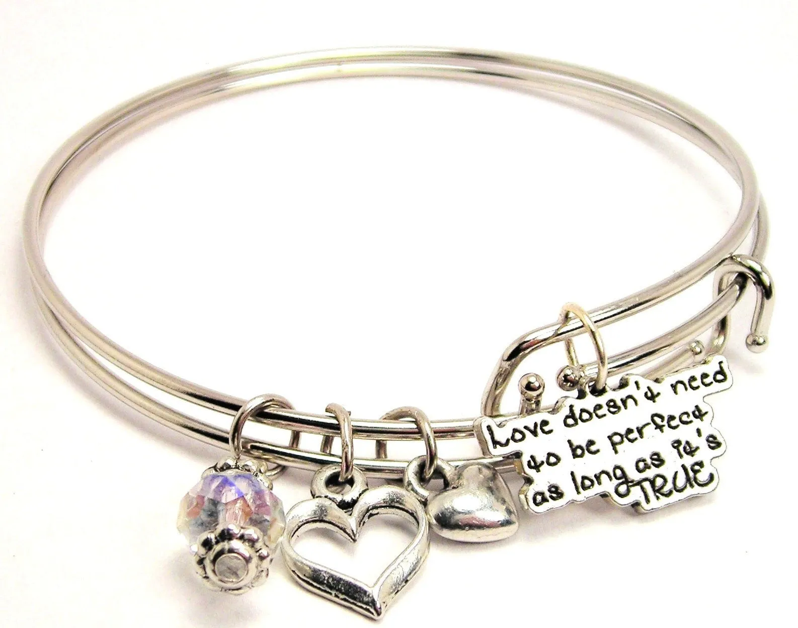 Love Doesnt Have To Be Perfect As Long As Its True Expandable Bangle Bracelet Set