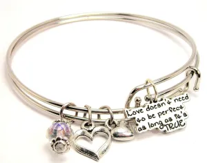 Love Doesnt Have To Be Perfect As Long As Its True Expandable Bangle Bracelet Set