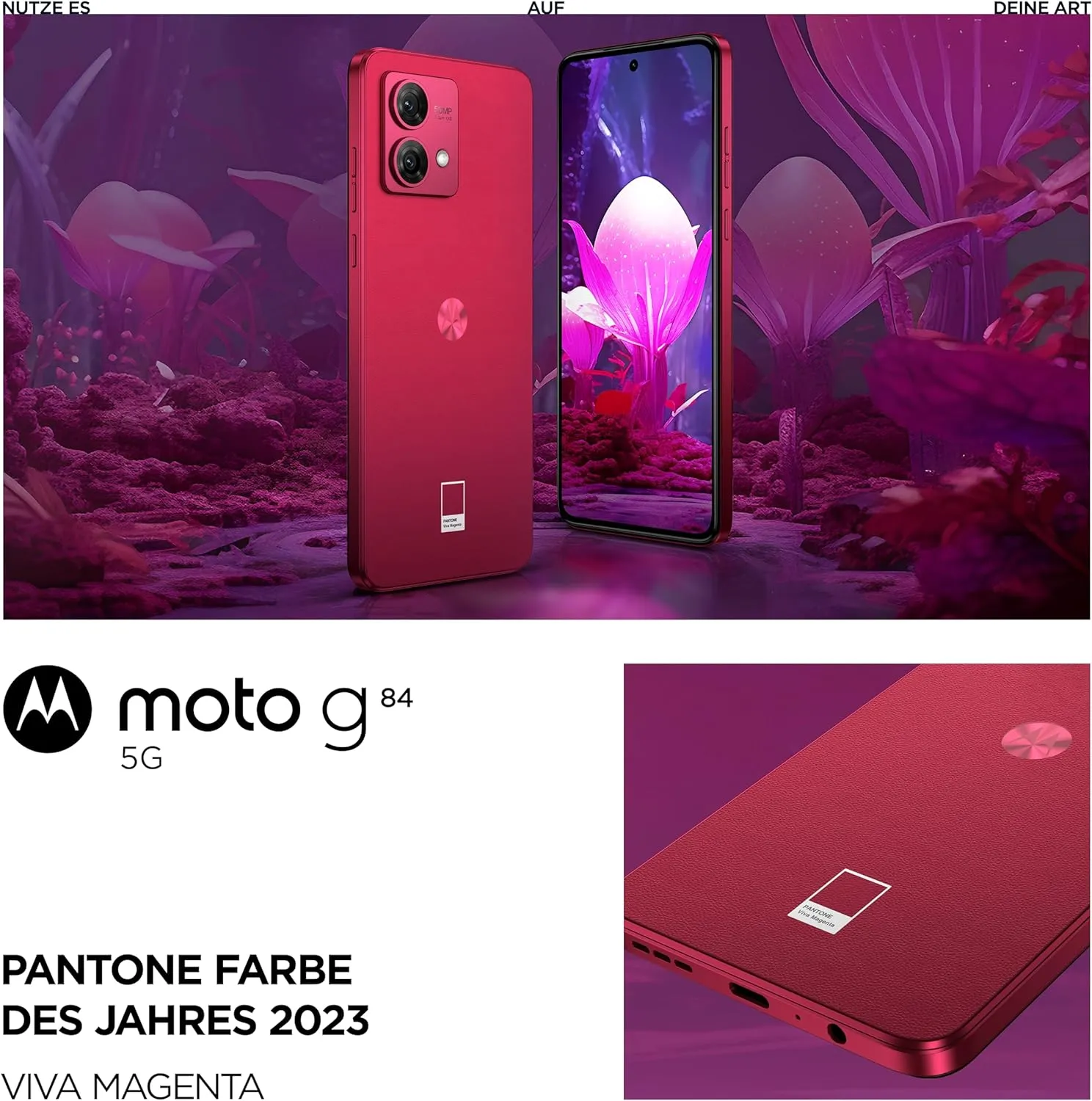 Motorola G84 5G - 12GB RAM, 256GB Storage, Viva Magenta