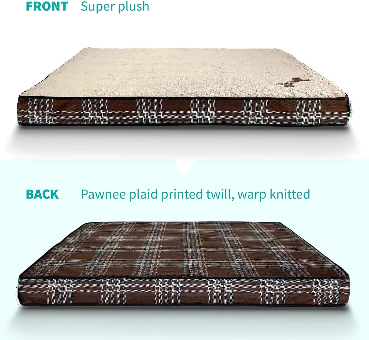 Orthopedic Dog Bed for Medium Dogs Dog Pillow Bed with Removable Washable Cover Egg Crate Foam Pet Bed Mat Plaid Pet Mattress Suitable for Dogs Up to 65lbs (35"x25"x3", M. Brown)