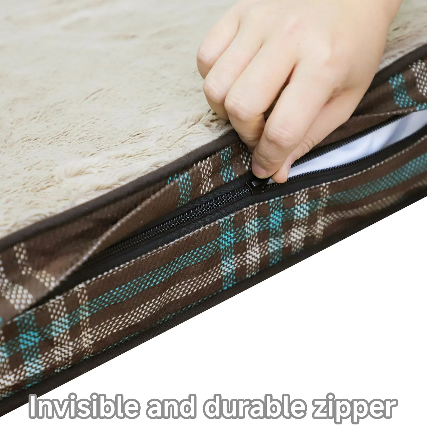 Orthopedic Dog Bed for Medium Dogs Dog Pillow Bed with Removable Washable Cover Egg Crate Foam Pet Bed Mat Plaid Pet Mattress Suitable for Dogs Up to 65lbs (35"x25"x3", M. Brown)
