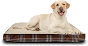 Orthopedic Dog Bed for Medium Dogs Dog Pillow Bed with Removable Washable Cover Egg Crate Foam Pet Bed Mat Plaid Pet Mattress Suitable for Dogs Up to 65lbs (35"x25"x3", M. Brown)