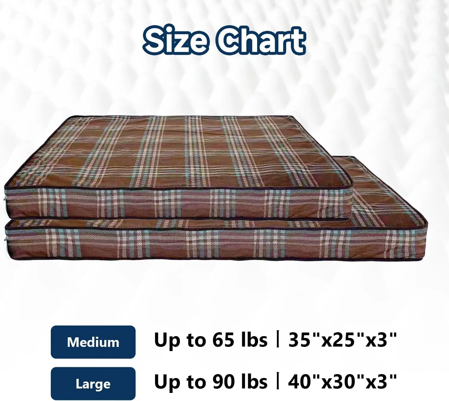 Orthopedic Dog Bed for Medium Dogs Dog Pillow Bed with Removable Washable Cover Egg Crate Foam Pet Bed Mat Plaid Pet Mattress Suitable for Dogs Up to 65lbs (35"x25"x3", M. Brown)