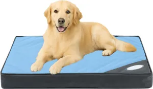 Orthopedic Outdoor Waterproof Dog Beds for Large Dogs, Washable Crate Bed with Egg Crate Foam Pet Bed Mat and Removable Oxford Fabric Cooling Cover,41"x 29", Blue