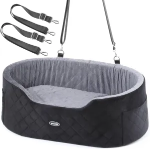 Pecute Dog Car Seat for Medium Back Length Less Than 27inch, Multi-Functional Pet Booster Seat with Waterproof Cushion 4.7inch,Washable 2 Safety Belts Dog Car Sofa Cushion & Bed