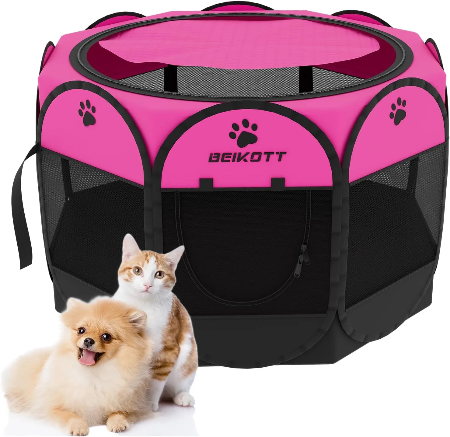 Pet Playpen, Foldable Dog Playpens, Portable Exercise Kennel Tent for Puppies/Dogs/Cats/Rabbits, Dog Play Tent with Removable Mesh Shade Cover for Travel Indoor Outdoor Using(Large)