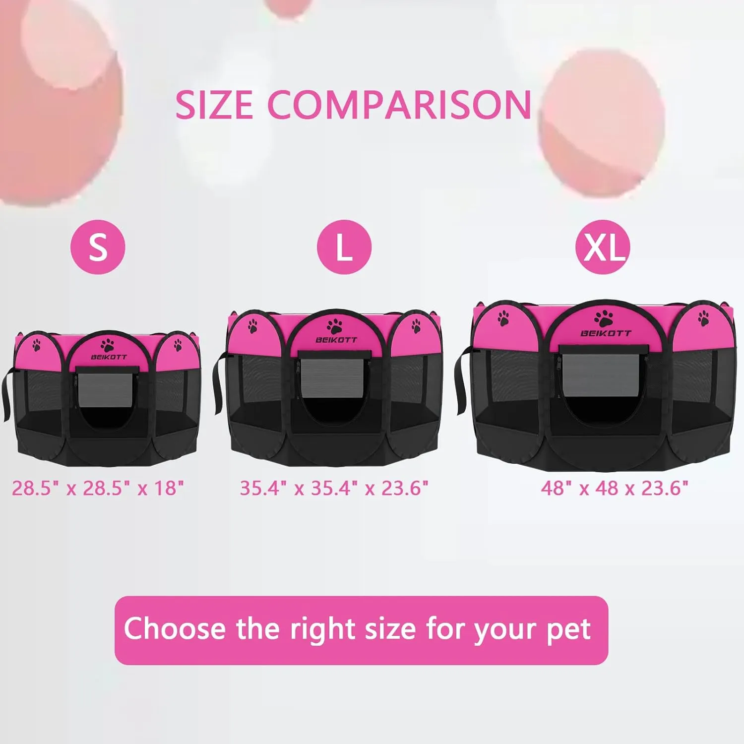 Pet Playpen, Foldable Dog Playpens, Portable Exercise Kennel Tent for Puppies/Dogs/Cats/Rabbits, Dog Play Tent with Removable Mesh Shade Cover for Travel Indoor Outdoor Using(Large)