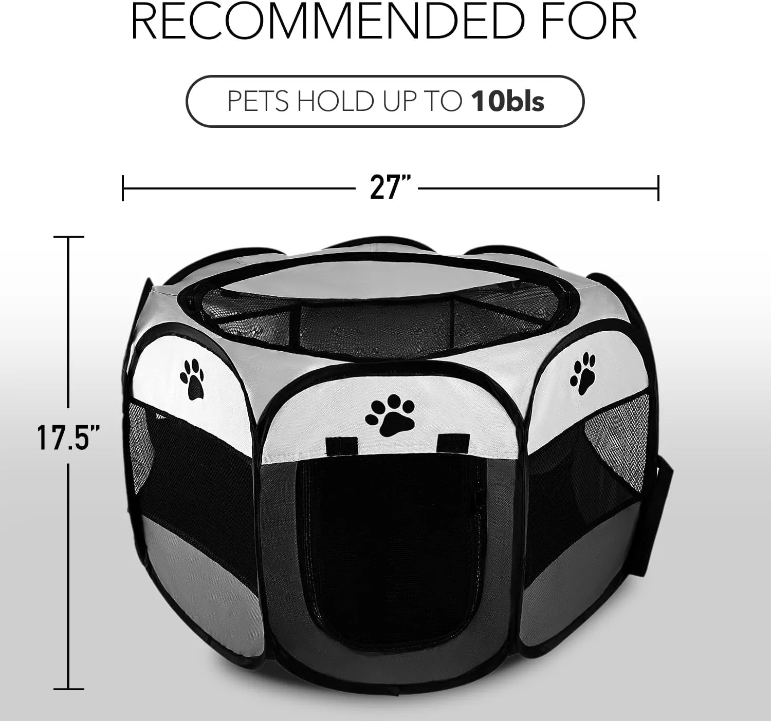 Pet Puppy Dog Playpen Portable, 27 Foldable Crate for Small Dog and Cat,Dog Kennel with Carry Bag, Pop Up Dog Playpen(Black)
