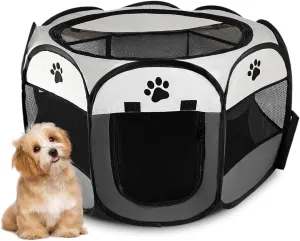 Pet Puppy Dog Playpen Portable, 27 Foldable Crate for Small Dog and Cat,Dog Kennel with Carry Bag, Pop Up Dog Playpen(Black)