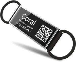 QR Code Slide On Dog Tag - Personalized Pet ID Tags, Custom Name Tags, Silent Noiseless - Free Online & Scan QR Receive Instant Location Alert Email