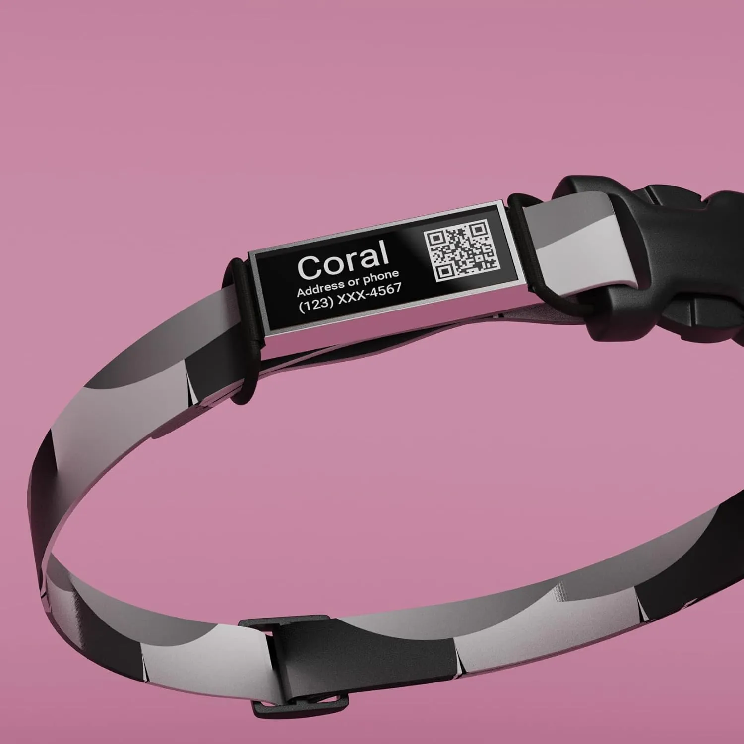 QR Code Slide On Dog Tag - Personalized Pet ID Tags, Custom Name Tags, Silent Noiseless - Free Online & Scan QR Receive Instant Location Alert Email