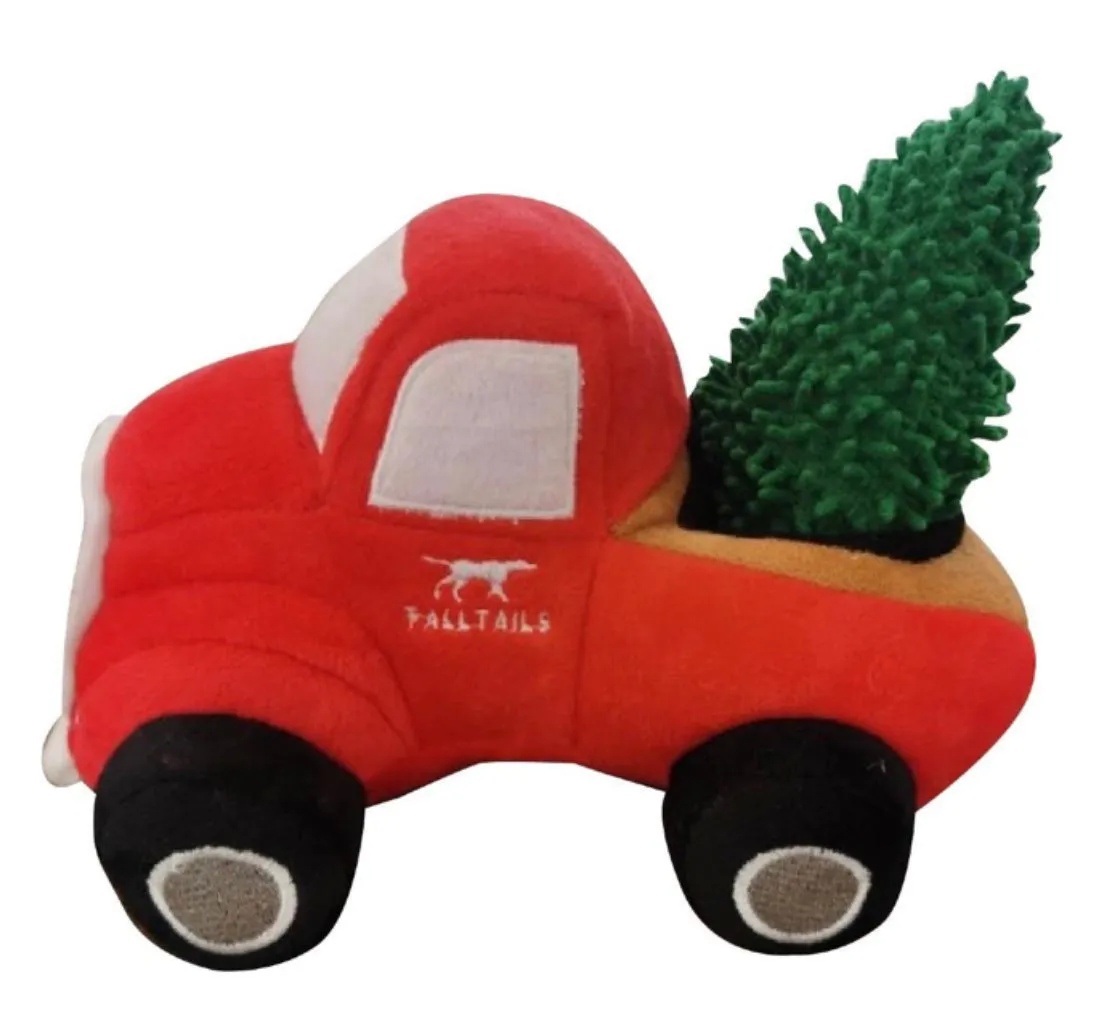 RED TRUCK w TREE Plush Dog Toy