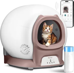Self Cleaning Litter Box with Auto Safety Sensors for Multiple Cats - Automatic Cat Litter Box Self-Cleaning - Covered Ultra Odor Removal - Smart APP Control - Compatible On All WiFi - Electric Robot