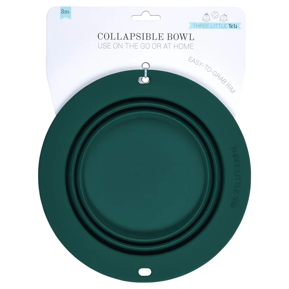 Silicone Collapsible Dog Travel Bowl or Kids Toddler Bowl For Eating on-the-go or at home - Dishwasher and Microwave Safe & Non Toxic (Forest Green)