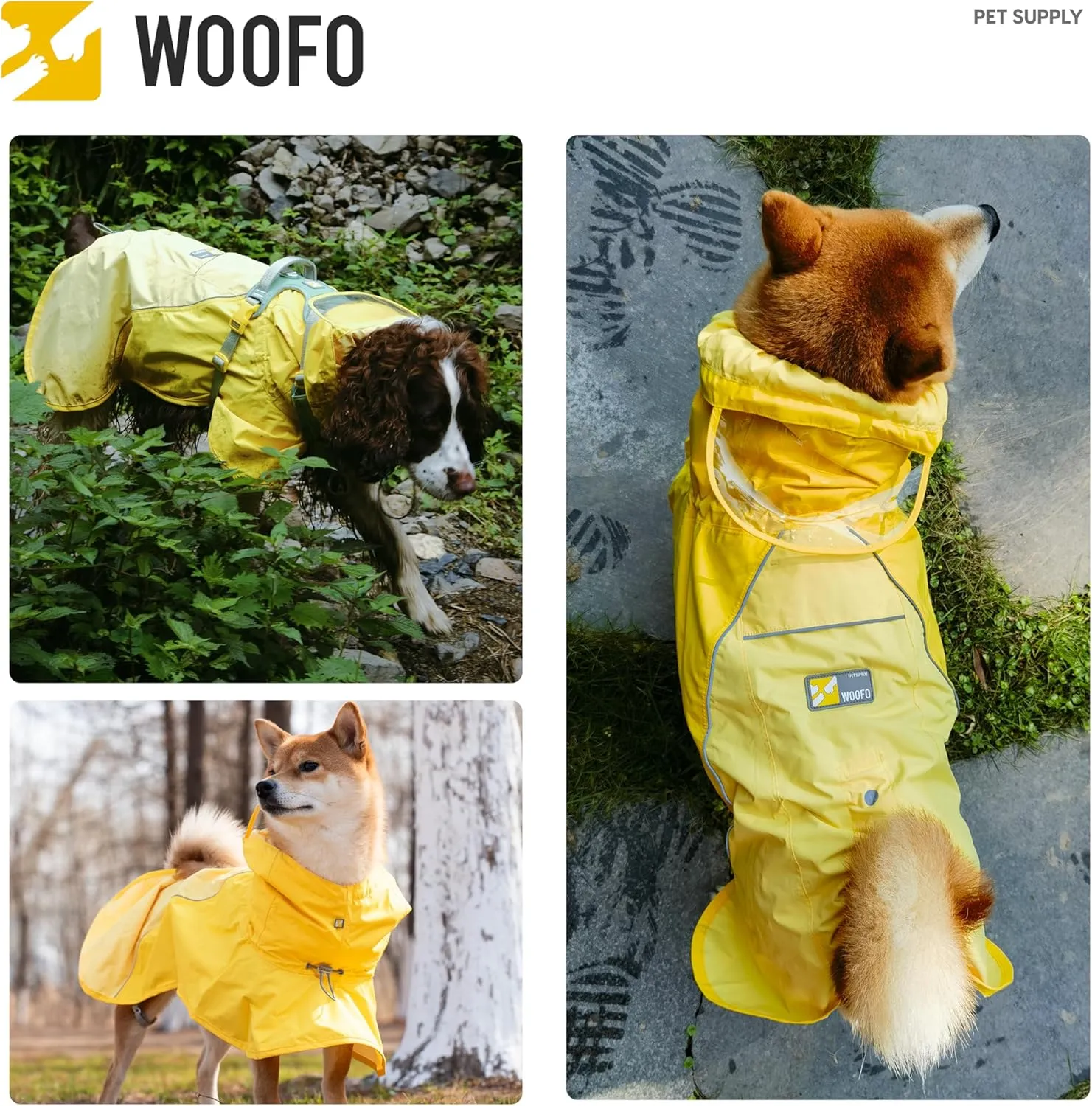 Slip-On Dog Rain Poncho, Quick & Easy to Wear Dog Raincoat, Unrestricted, Super Lightweight, and Waterproof Rain Jacket for All Breeds, Adjustable and Reflective (Grey, 2XL)