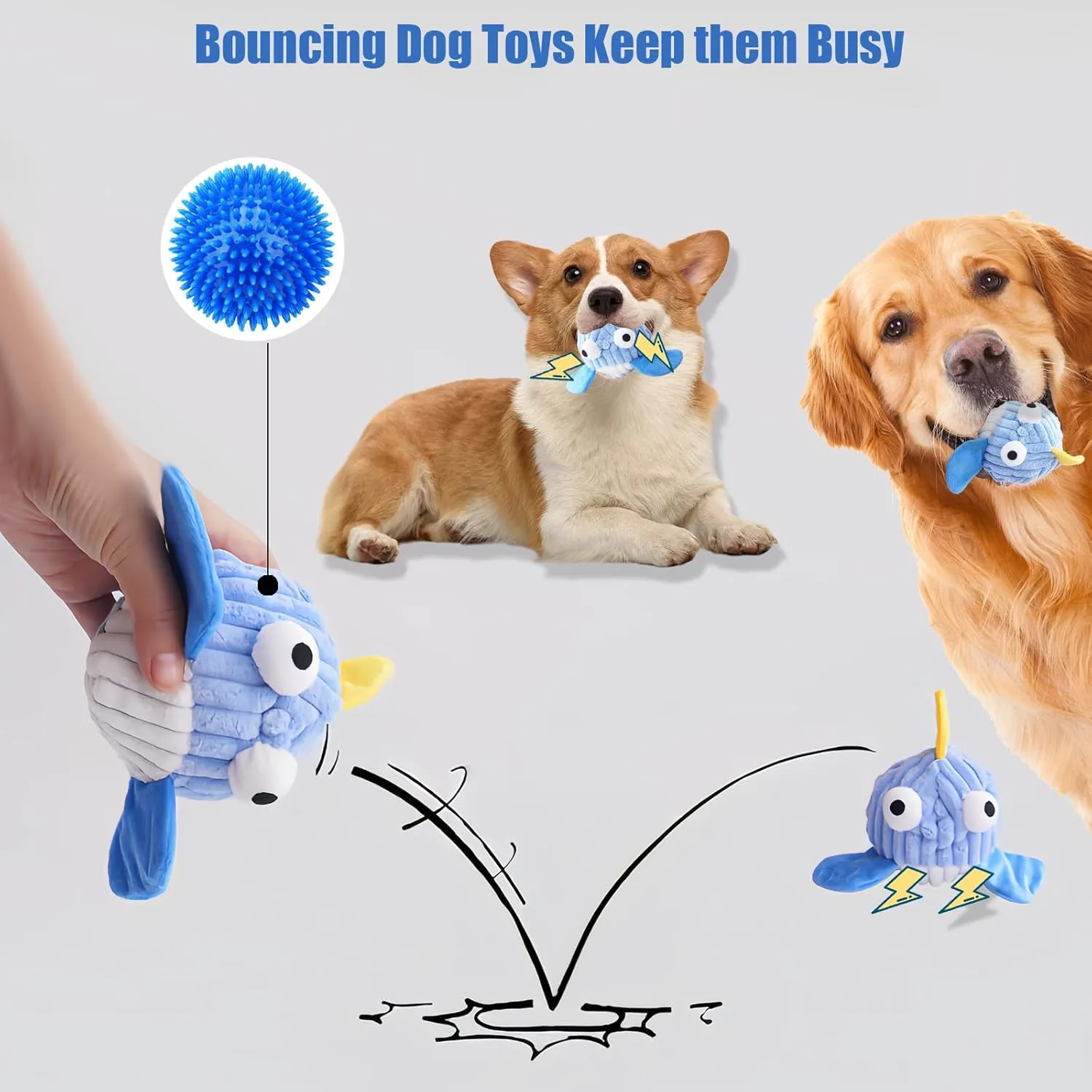 Squeak Dog Toys for Aggressive Chewers, No Stuffing Squeak Dog Chew Toys for Aggressive Chewers, Interactive Dog Toy Ball with Crinkle Paper for Medium Dogs, Large & Small Breeds (A-Red Crab)