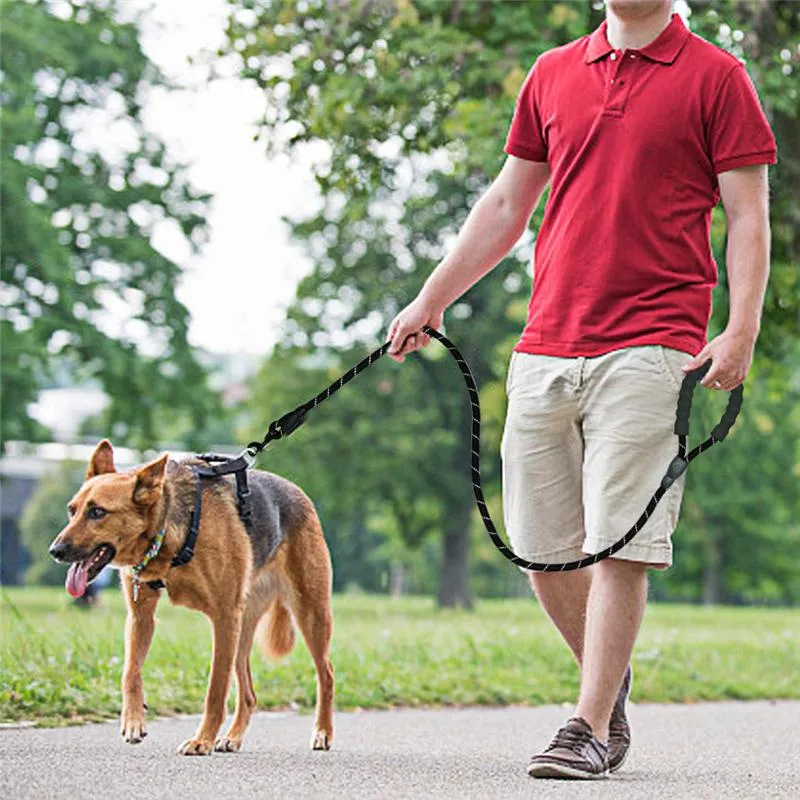 Strong Heavy Duty Dog Leash with Comfortable Padded Handle Reflective Threads