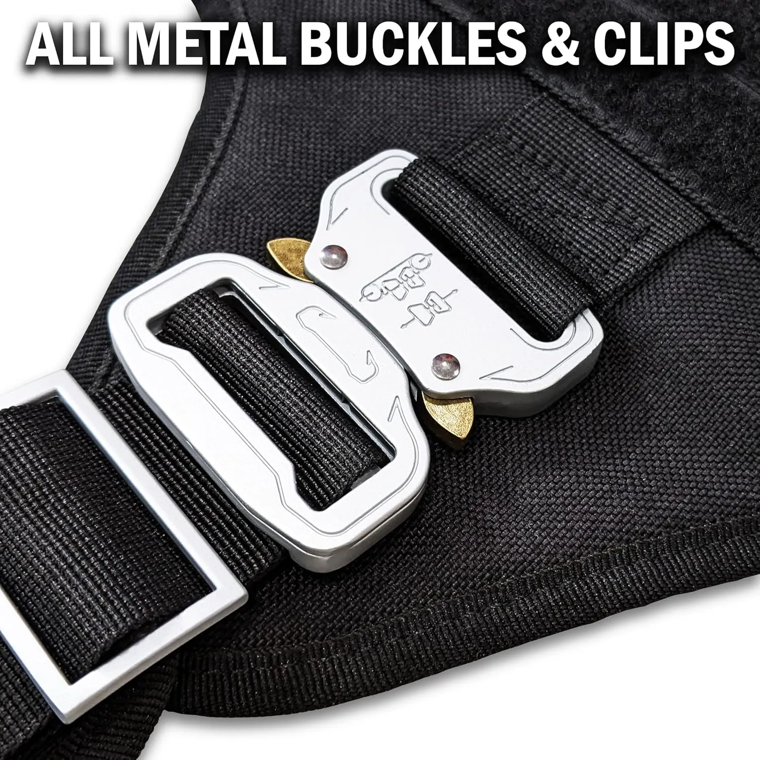 Tactical Dog Harness with 4 Metal Buckles. Tactical Vest for Dog No-Pull with Handle, Heavy Duty Harness for Small Dog (Metal Buckle Dog Harness Might not be Good for Tiny Dogs) Black (S)