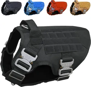 Tactical Dog Harness with 4 Metal Buckles. Tactical Vest for Dog No-Pull with Handle, Heavy Duty Harness for Small Dog (Metal Buckle Dog Harness Might not be Good for Tiny Dogs) Black (S)