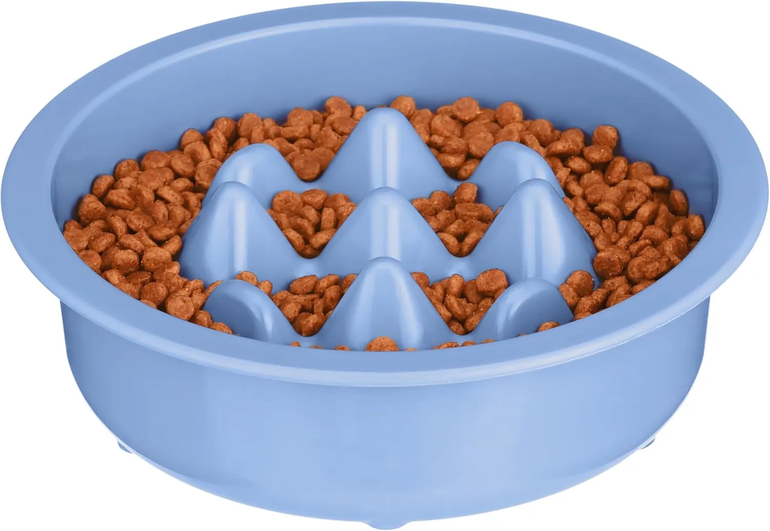 The Niner Slow Feed Bowl - Raised Peaks Slow Down Pets Eating - Fits Elevated Feeders Including Neater Feeder Large Sizes - Gentle on Teeth and Gums - Holds up to 2 Cups (Blue)