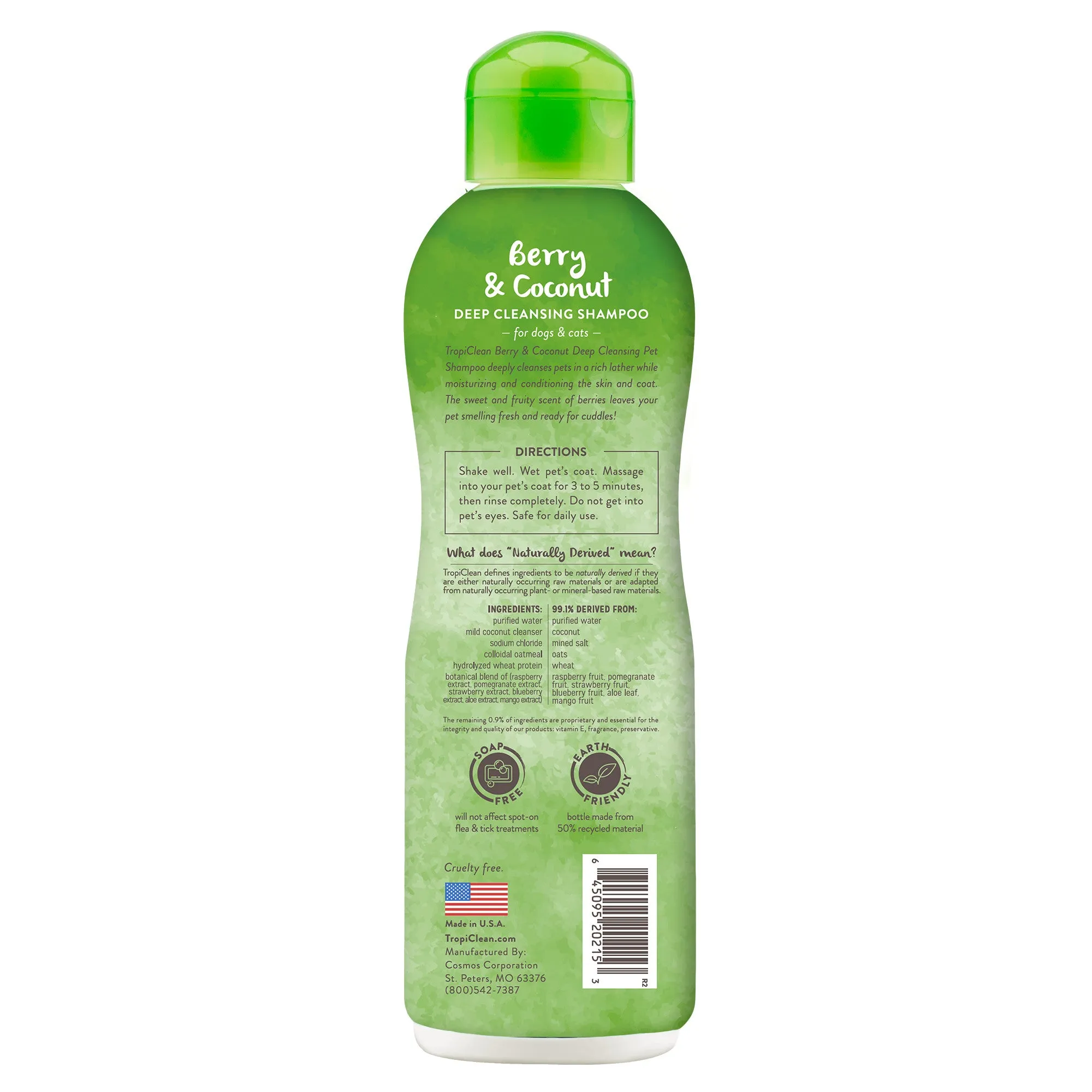 Tropiclean Berry And Coconut Deep Cleaning Shampoo for Pets 20 oz