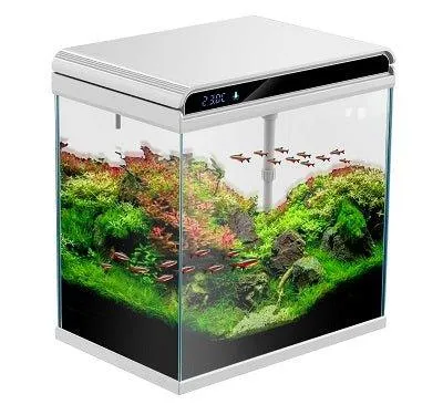 Ultra Clear Glass Nano LED Light Fish Tank  - 12L - White