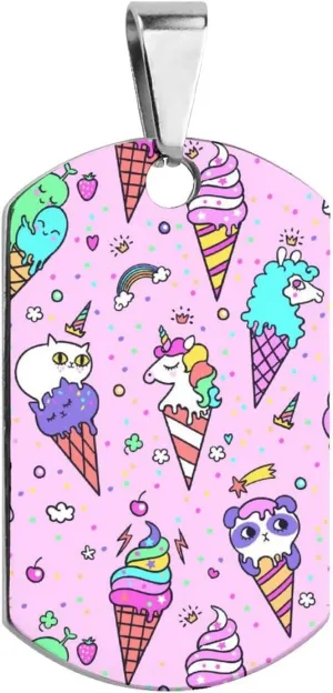 Unicorn and Cat Ice Cream Pet ID Tags Personalized Stainless Steel Dog and Cat Tags Cute Collar Tag Dog Tags