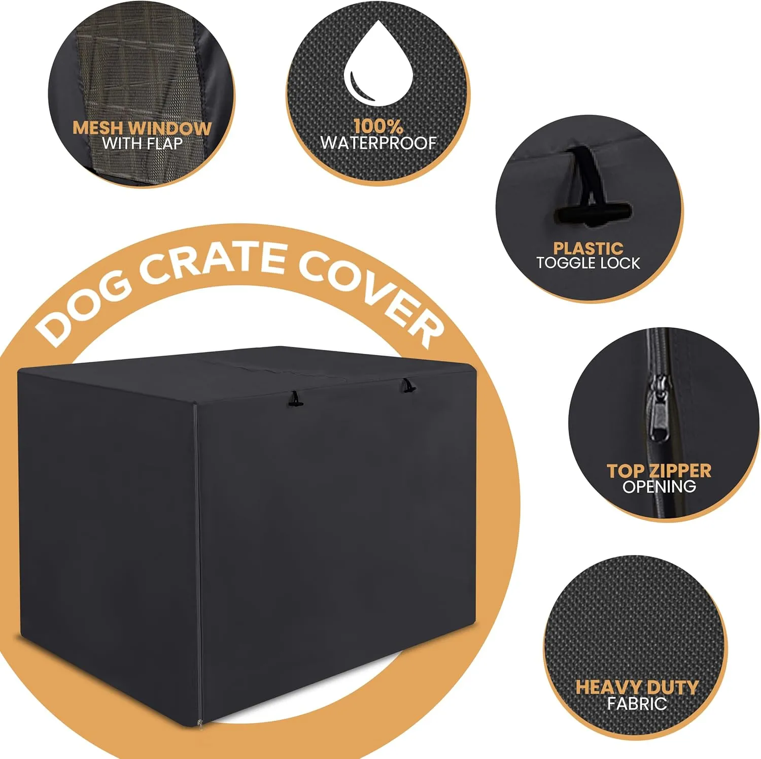 Utopia Home Dog Crate Cover, Waterproof Dog Kennel Cover 42 Inch - Black, 600D Heavy Duty Dog Cage Cover Universal Fit for Most Wire Pet Crates - 42 x 28 x 30 Inch (Cover Only)