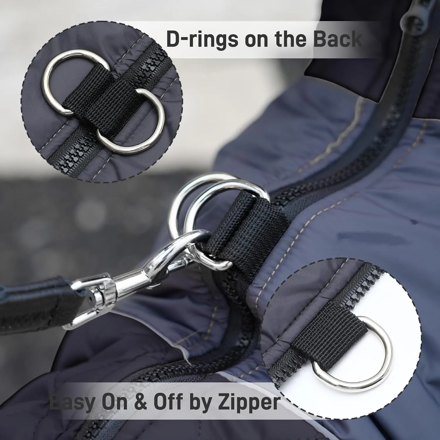 Warm Fleece Dog Coats for Small Dogs,D-Rings Waterproof Puppy Jacket for Cold Winter,Black M
