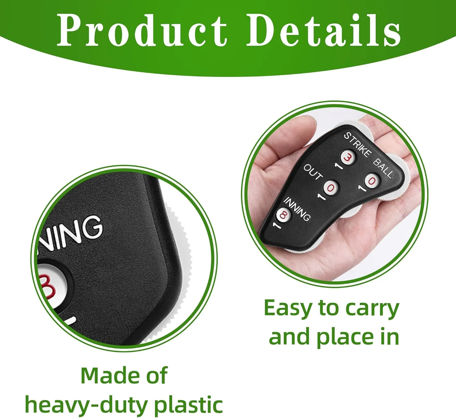 Watayo Wheel Baseball Umpire Clicker, Umpire Indicator Gear, Practical Baseball Counter Clicker for Scorekeeper Recording Outs & Innings Balls