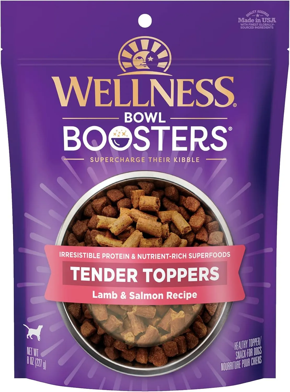 Wellness Bowl Boosters Tender Toppers, Dog Food Topper for Small, Medium, & Large Breeds, Grain Free, Natural, Lamb & Salmon, 8 Ounce Bag (Pack of 1)