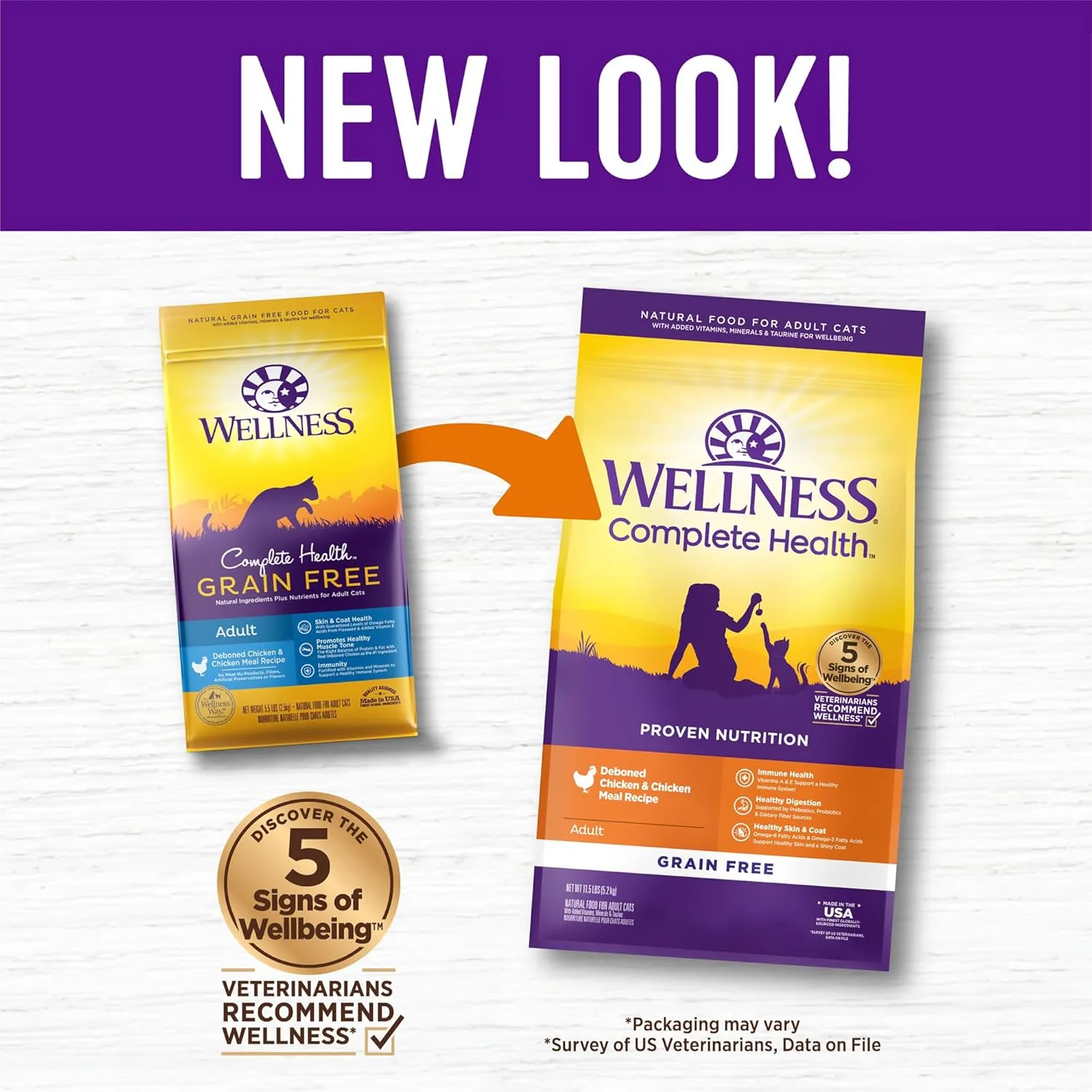 Wellness Complete Health Adult Dry Cat Food for Indoor and Outdoor Cats, Grain Free, Natural, Chicken & Chicken Meal (11.5 Pound Bag)