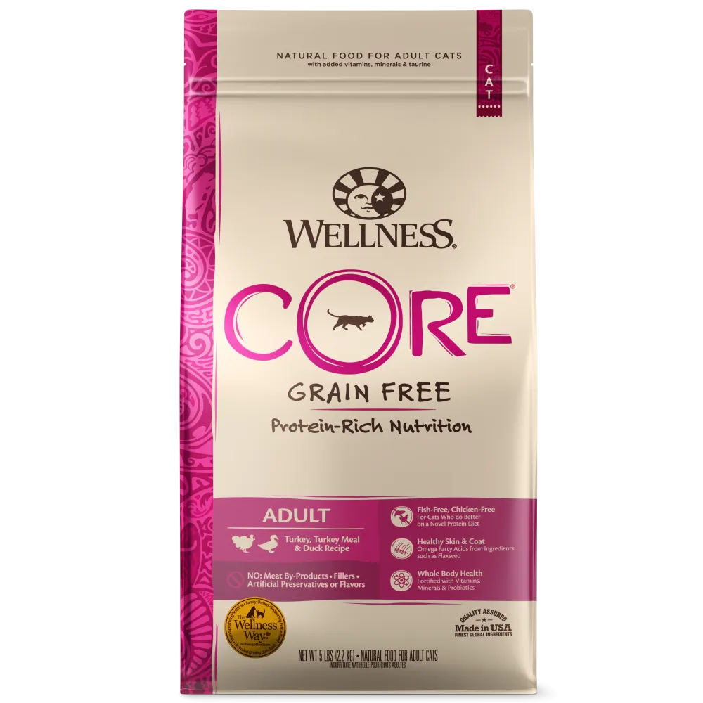 Wellness CORE Grain Free Natural Turkey, Turkey Meal, and Duck Dry Cat Food (5-lb)