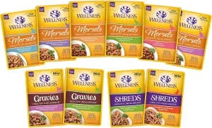 Wellness Healthy Indulgence Wet Cat Food Pouch Variety Pack, 10 Flavors, 3-Ounces Each (10 Pack)