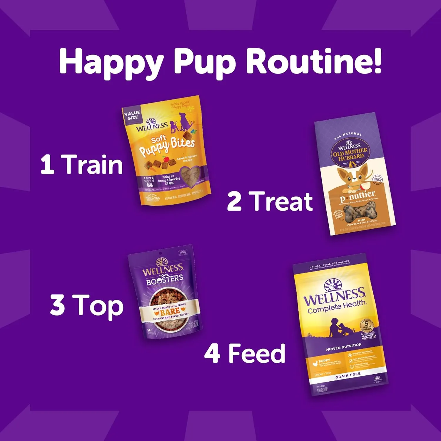 Wellness Puppy Treats, Natural, Training Treat, Grain Free, Crunchy Chicken & Carrot (6 Ounce Bag) (Pack of 2)